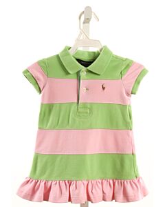 RALPH LAUREN  GREEN PIQUE STRIPED  KNIT DRESS