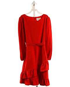 BLUSH RED PARTY DRESS WITH RUFFLE