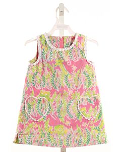 LILLY PULITZER  PINK PIQUE FLORAL PRINTED DESIGN DRESS