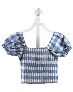 PEIXOTO  BLUE  GINGHAM SMOCKED SHIRT-SS