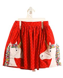 MINI BODEN  RED CORDUROY POLKA DOT APPLIQUED SKIRT