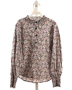 PLEAT.  MULTI-COLOR  FLORAL SMOCKED DRESS SHIRT