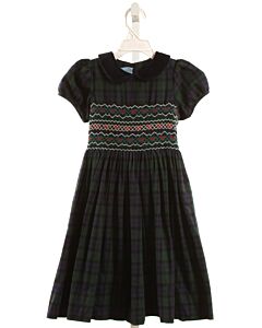 BELLA BLISS  FOREST GREEN  PLAID SMOCKED DRESS