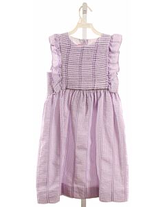BISBY BY LITTLE ENGLISH  LAVENDER SEERSUCKER STRIPED  DRESS WITH RUFFLE