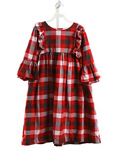 THE OAKS APPAREL   RED  PLAID  DRESS WITH RUFFLE