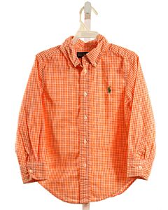 RALPH LAUREN  ORANGE  GINGHAM  DRESS SHIRT