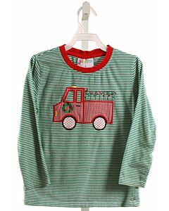 JELLYBEANS  GREEN  STRIPED APPLIQUED KNIT LS SHIRT