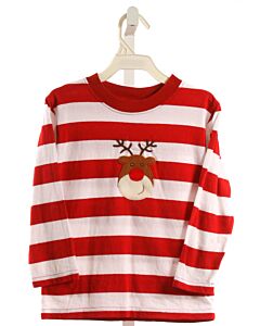 LUIGI  RED  STRIPED APPLIQUED KNIT LS SHIRT