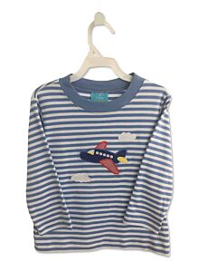 CLAIRE AND CHARLIE  BLUE  STRIPED  KNIT LS SHIRT