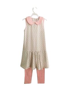 SMOCK CANDY  PINK  FLORAL  2-PIECE OUTFIT WITH PICOT STITCHING