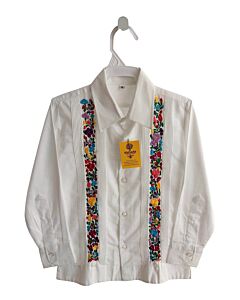 HUIZACHE ARTE VIVO DE OAXACA  WHITE  FLORAL EMBROIDERED DRESS SHIRT