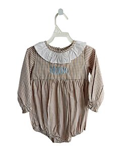 STITCHY FISH  BROWN  GINGHAM EMBROIDERED BUBBLE WITH RUFFLE