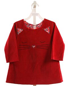PETIT PEONY  RED CORDUROY  APPLIQUED DRESS