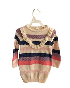 EGG  MULTI-COLOR  STRIPED  KNIT DRESS WITH RUFFLE