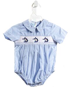 ROSALINA  BLUE  GINGHAM SMOCKED BUBBLE