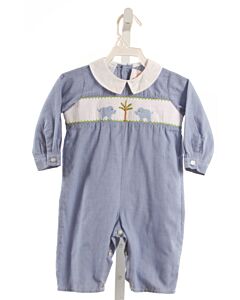 SMOCKED GIRAFFE  BLUE   SMOCKED ROMPER