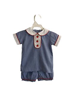 LITTLE ENGLISH  BLUE  MICROCHECK EMBROIDERED 2-PIECE OUTFIT