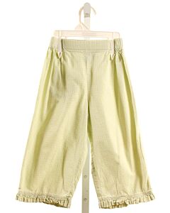 BELLA BLISS  LIME GREEN SEERSUCKER GINGHAM  PANTS WITH RUFFLE