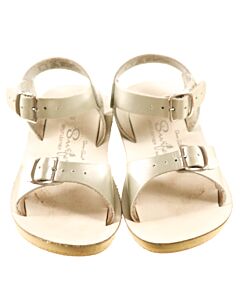 SUN SANS/ SALTWATER SANDALS SILVER SANDALS  *EUC SIZE TODDLER 10