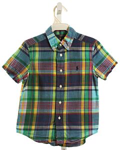 RALPH LAUREN  GREEN  PLAID  DRESS SHIRT
