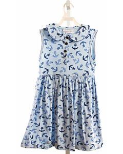 RACHEL RILEY  BLUE  PRINT  KNIT DRESS WITH PICOT STITCHING