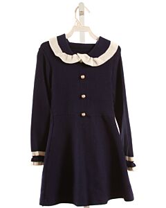 NO TAG  NAVY    KNIT DRESS WITH RUFFLE