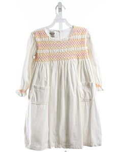 THE OAKS APPAREL   WHITE CORDUROY  SMOCKED DRESS