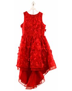 RARE EDITIONS  RED TULLE FLORAL EMBROIDERED PARTY DRESS