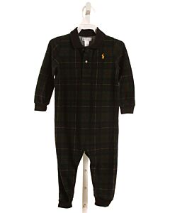 RALPH LAUREN  FOREST GREEN  PLAID  KNIT ROMPER