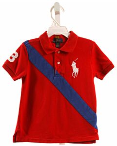 POLO BY RALPH LAUREN  RED PIQUE  APPLIQUED KNIT SS SHIRT