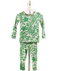 LILLY PULITZER  GREEN  FLORAL  LOUNGEWEAR WITH PICOT STITCHING
