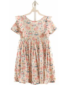 MILA & ROSE  MULTI-COLOR  PRINT  KNIT DRESS WITH RUFFLE