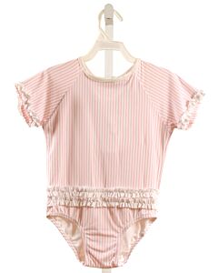 PLANET SEA  LT PINK  STRIPED  1-PIECE SWIMSUIT WITH RUFFLE