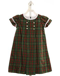 EYELET & IVY  GREEN  PLAID  DRESS WITH EYELET TRIM