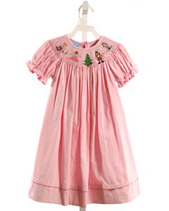 ANAVINI  PINK CORDUROY  SMOCKED DRESS WITH RIC RAC