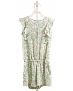 EYELET & IVY  GREEN KNIT FLORAL  ROMPER WITH RUFFLE