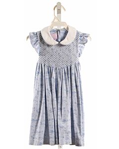 PETIT BEBE  LT BLUE  FLORAL SMOCKED KNIT DRESS