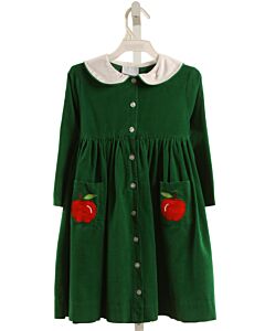BETTI TERRELL GREEN CORDUROY APPLIQUED DRESS