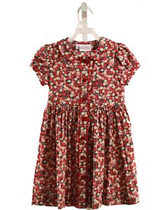 RACHEL RILEY  RED  FLORAL  DRESS WITH PICOT STITCHING