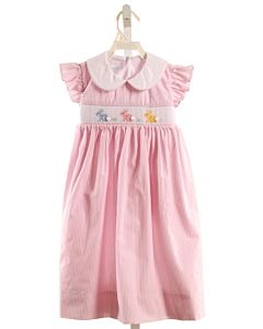 EDGEHILL COLLECTION LT PINK STRIPED SMOCKED DRESS