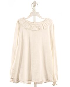 HANNAH KATE  WHITE SEERSUCKER   SHIRT-LS WITH RUFFLE