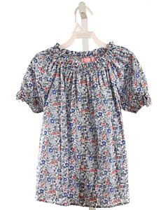 BISBY BY LITTLE ENGLISH  BLUE  FLORAL SMOCKED DRESS SHIRT