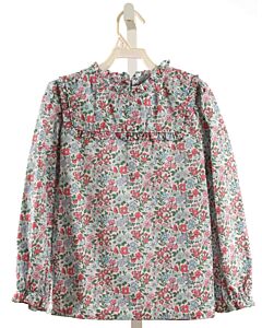 LITTLE ENGLISH  PINK  FLORAL  DRESS SHIRT WITH RUFFLE