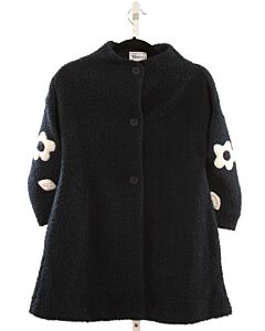 FLORENCE EISEMAN  NAVY FLEECE FLORAL APPLIQUED OUTERWEAR