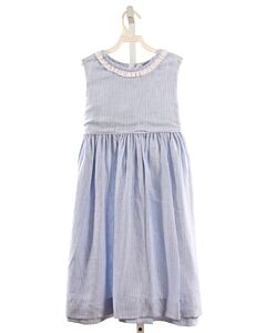 MARY & GRACE  LT BLUE LINEN STRIPED  DRESS WITH RUFFLE