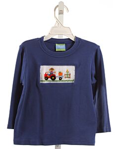 VELANI  BLUE   SMOCKED KNIT LS SHIRT