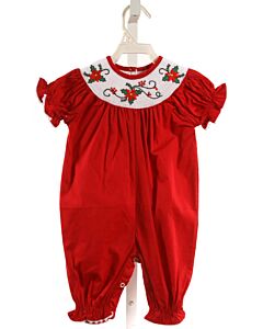 LIL CACTUS  RED   SMOCKED ROMPER WITH RIC RAC