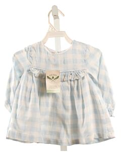 THE OAKS APPAREL   LT BLUE  GINGHAM  SHIRT-LS WITH RUFFLE