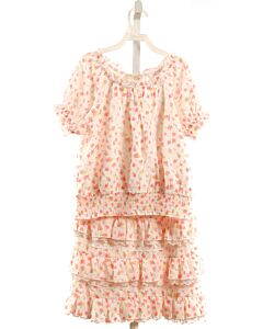 HANNAH BANANA HOT PINK  FLORAL SMOCKED 2-PIECE OUTFIT WITH LACE TRIM
