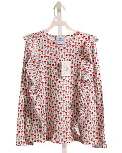 EYELET & IVY  RED  FLORAL  KNIT LS SHIRT WITH RUFFLE